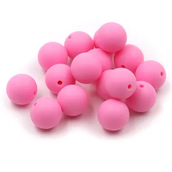 Różowy kolor silikonowe dotykowe kulki 12mm 15mm 19mm spożywcze dla dzieci прорезывающие koraliki dla dzieci i gryzaczki BX019