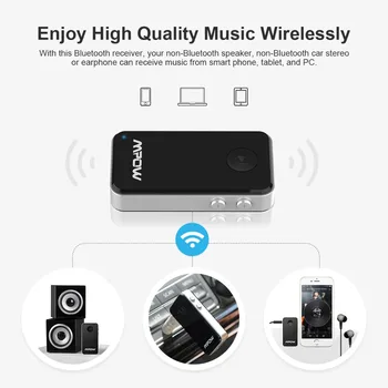Stereo audio Bluetooth, odbiornik dla Mpow MBR1 bezprzewodowy adapter Mini Bluetooth 4.1 audio odbiornik muzyczny do zestawu głośnomówiącego połączenia samochodu