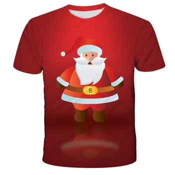 Święty Mikołaj 3D boże narodzenie koszulki odzież Dziecięca dla chłopców śmieszne koszulki codzienne 3D Snowman Halloween party z krótkim rękawem letnie bluzki