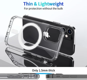 Magsafing Case For IPhone 12 Pro Max 12 Mini Wireless Charger Clear Case Air Armor Przezroczysta Ochronna Tylna Pokrywa Telefonu Shell