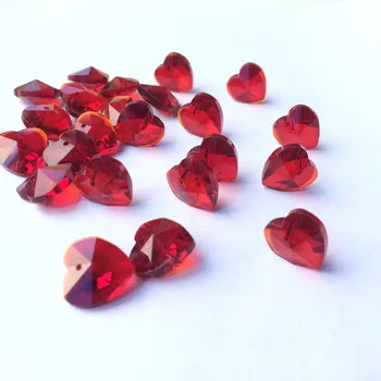 200 szt./lot 14 mm czerwony kryształ szkło kształt serca koraliki z jednym otworem do ślubu imprezy DIY dekoracji stołu i dekoracji.