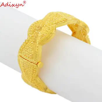 Adixyn (Can Open)24K Gold Color Dubai Bangles Jewellery African Ethiopian Bracelets for Women Wedding Jewelry Party Gifts N12071