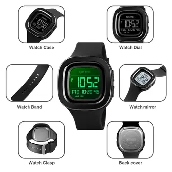 Modne sportowe cyfrowy zegarek SKMEI Brand Square LED męski zegarek Chrono Alarm zegarek wodoodporny zegarek relogio masculino