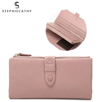 SC Fashion Design skóra naturalna długi portfel dla kobiet funkcjonalne posiadacze kart portfele damskie kopertówki Notecase Burse Pouch