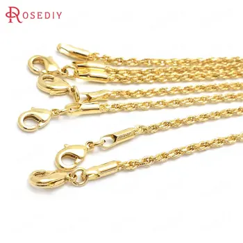(37963)2szt długość całkowita 50 cm 24K złoty kolor miedzi z klamrami Homara gotowe łańcucha naszyjnik biżuteria dokonanie dostaw