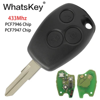 WhatsKey 433 Mhz chip 2 przyciski pilota kluczyka do Renault Espace Clio Kangoo Logan Sandero Duster PCF7946/PCF7947