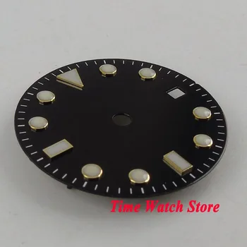 28,5 mm bez logo super lśniącego data złote znaczniki tarcza zegara fit MIYOTA 8215 Mingzhu 2813 mechanizm z własnym + strzałki D100