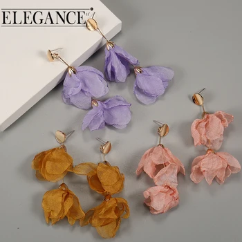 ELEGANCE11 długie kwiatowy frędzle kolczyki tkaniny jedwabne kolczyki czeskie jedwabne ręcznie wykonane ozdoby kolorowe kolczyki modne zawieszenia