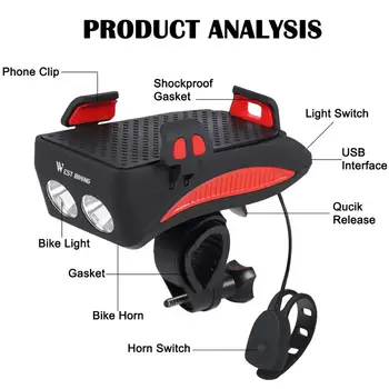 WEST BIKING 2021 nowy rowerowa światło zestaw reflektor lampa tylna USB Akumulator wodoodporny MTB rowerowy przedni lampa tylna zespolona