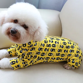Pet Dog Kombinezon Cienki Drukowany Kombinezon Bawełna Szczeniak Odzież Chroni Brzuch Elastyczna Piżama Pudel Dla Małych Psów Odzież Domowa