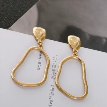 Moda Złoty kolor stopu geometryczne kolczyki dla kobiet koreański kolczyki prezent panie biżuteria