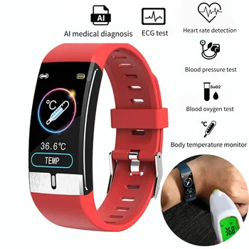 EKG PPG smart Wristband 24h pomiar temperatury rytmu serca, ciśnienia krwi, tlenu zdrowie fitness bransoletka Smart Band