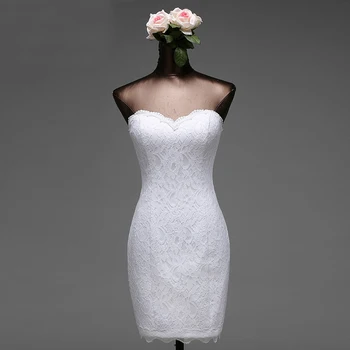 LAMYA 2021 tanie 2 w 1 suknia ślubna plus size koronki kochanie panna młoda suknie proste wymienny Vestidos De Novia