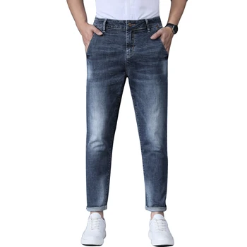 Klasyczne modalne wygodne bawełniane cienkie, proste dżinsy luksusowe, wysokiej jakości biznesu dorywczo markowe garnitury męskie denim jeans