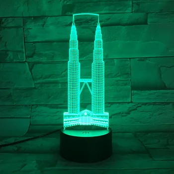 Malezja Kuala Lumpur tower 3D lampa lampka nocna kolorowa lampa błyskowa zmiana podróży pamiątki prezent domowy prezent