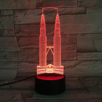 Malezja Kuala Lumpur tower 3D lampa lampka nocna kolorowa lampa błyskowa zmiana podróży pamiątki prezent domowy prezent