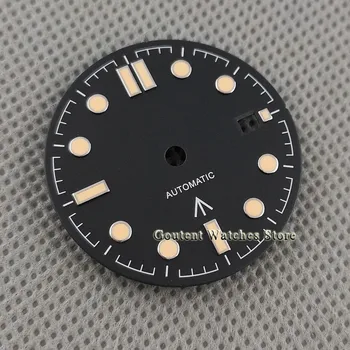 31 mm, sterylne tarcza zegarka czarny chronograf dla eta 2836 2824,Miyota 8205 8215 821A,Mingzhu DG2813 3804 Seagull ST1612 mechanizm