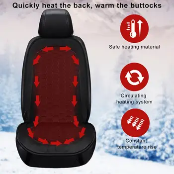 30-45W 12V Car Heating Cushion Winter 3-Speed Temperature Adjust Pad Short Flocking Fabric Car Seat Cover Fast Heating Mat Cover