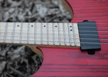 Wachlarzowe Progi gitary bezgłowy styl gitary model Czerwony Jesion drewno kolor płomienia klon szyi w magazynie gitara darmowa wysyłka