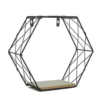 Żelazna hexagonal krata Naścienna półka Nordic style mesh rack wisząca wisząca regał do przechowywania nadaje się do akcesoriów do dekoracji domu