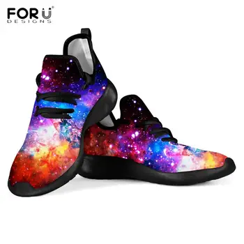 FORUDESIGNS Universe/Space/Nebula/Galaxy Printed Woman Flats Shoes Oddychającym Knit Mesh Sneakers wiosna/jesień obuwie