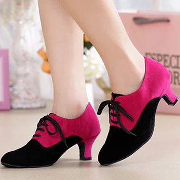 2019 kobiety dziewczyny łacińska tango taniec buty taniec towarzyski buty Obcas 3,5 cm, 4,5 cm, 5,5 cm 6,5 cm Salsa party kwadratowe taneczne buty WD138