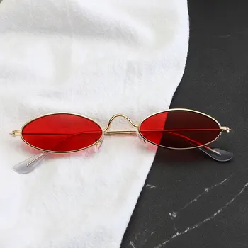 Klasyczne Czerwone Owalne Małe Okulary Mężczyźni Kobiety Luksusowej Marki Rocznika Projektant Modne Okulary Damskie Metalowe Seksowne Okulary Przeciwsłoneczne