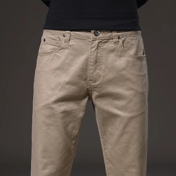 SHAN BAO Classic nit 98% bawełna wygodne męskie obcisłe proste jednokolorowe bluzki 2021 Wiosna marka wysokiej jakości spodnie