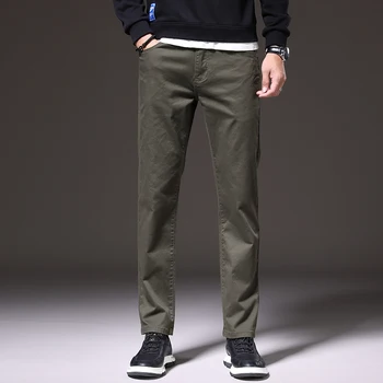 SHAN BAO Classic nit 98% bawełna wygodne męskie obcisłe proste jednokolorowe bluzki 2021 Wiosna marka wysokiej jakości spodnie