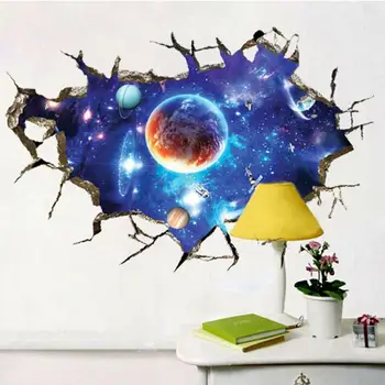 3D Out Space Planet Boys sypialnia sztuka naklejki na ściany wystrój pokoju