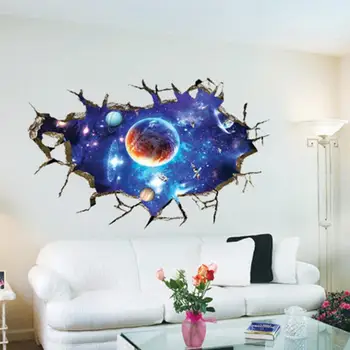 3D Out Space Planet Boys sypialnia sztuka naklejki na ściany wystrój pokoju