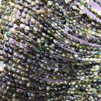 Naturalny zielony turmalin płaskie okrągłe szlifowane perles rękodzieło naszyjnik do tworzenia biżuterii DIY bransoletka specjalne biżuteria kralen
