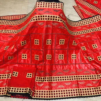 5+2 metrów Afrian bazin rihce tkaniny z szalikiem szary różowy haft afrykański materiał bazin brodé atiku tkaniny Gwinea brokat