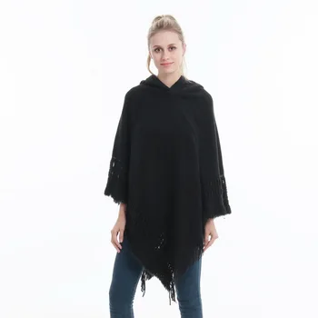 Women ' s ponchos and capes peleryna poncho damskie cloak Winter Knitted Cashmere Poncho Capes Shawl pomponem Soft Cardigans Sweater