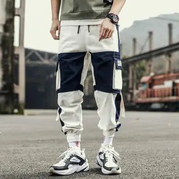 Taśmy Harem Biegacze Męskie Spodnie Cargo Meble Ubrania 2020 Hip-Hop Codzienne Kieszenie Spodnie Sportowe Męskie Harajuku Modne Spodnie