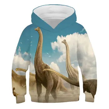 Nowy 2020 jesień Chłopiec Dziewczynka z kapturem dinozaur zwierzęta szablon 3D bluza dziecięca casual odzież sportowa moda druku odzież