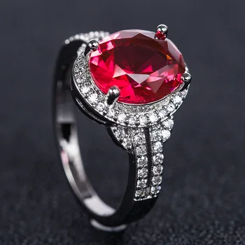 Jellystory Classic Silver 925 biżuteria pierścienia owalny szafir rubin, ametyst kamienie kobiety pierścień prezenty ślubne rozmiar 6-10