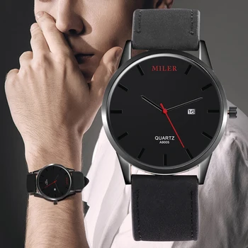 Nowy marka MILER zegarek wysokiej jakości skóra kwarcowy zegarek męski sport casual moda okrągły dial zegarek męski masculin reloj