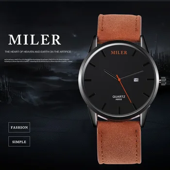Nowy marka MILER zegarek wysokiej jakości skóra kwarcowy zegarek męski sport casual moda okrągły dial zegarek męski masculin reloj