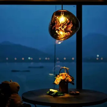 Nordic Gold Silver Tom wisząca projektant postmodernistycznej Dixon LED twórczy restauracja, bar, kawiarnia Lawa pokonać szkło lampa wisząca