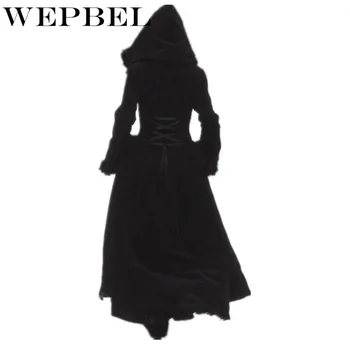 WEPBEL Women Hooded Vintage Retro Casual Solid Color Winter Coat Fur Slim New Fashion Lady długie wełniane płaszcze