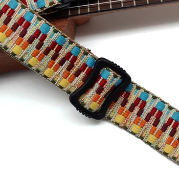 Hootenanny styl gitarowe paski retro pleciona bawełna naturalna skóra Regulowana długość Pasów do ukulele Gitarowe akcesoria
