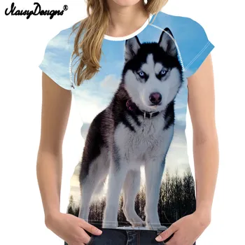 NoisyDesigns Husky tshirt For Women Dogs Tops Funny T-Shirt Summer Puppy t shirt Ladies Bodybuilding Tee Top Clothes Hawaiian
