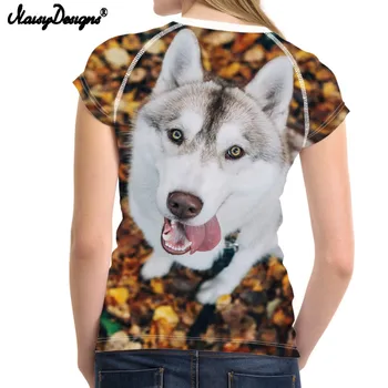 NoisyDesigns Husky tshirt For Women Dogs Tops Funny T-Shirt Summer Puppy t shirt Ladies Bodybuilding Tee Top Clothes Hawaiian