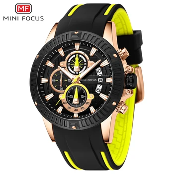 Sportowe męskie zegarki 2020 Luksusowe markowe modne zegarki chronograf kalendarz Niebieski Złoty gumowa 3 tarczy wodoodporny mini ostrość 0244
