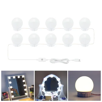 Dimmable Makeup Lamp on the mirror LED Vanity Light Bulbs Kit USB Powered regulowana jasność 4000K naturalne białe światło