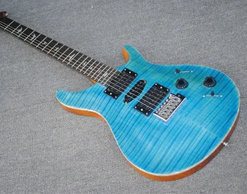 Aqua niebieski tygrys osoba gitara elektryczna, palisander gryf, srebrne akcesoria, fabryka może być dostosowany