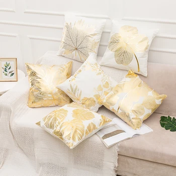 Dekoracyjne poduszki na kanapie-Złoty poszewka z nadrukiem - praca dekoracja geometryczna poduszka aksamitna dekoracja coussin