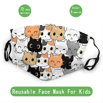 Kawaii Cats Child Non-Disposable Mouth Face Mask Wzór Maska Przeciwpyłowa Osłona Maski Usta Муфель