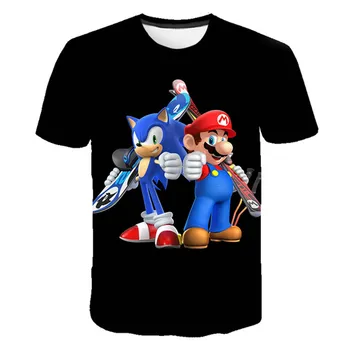 Sonic the hedgehog girls clothes 3D kids t-shirt summer Tops boys baby clothes Mario Summer Cartoon Anime T Shirt prezent na urodziny